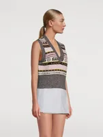 Wool-Blend Graphic V-Neck Sweater Vest