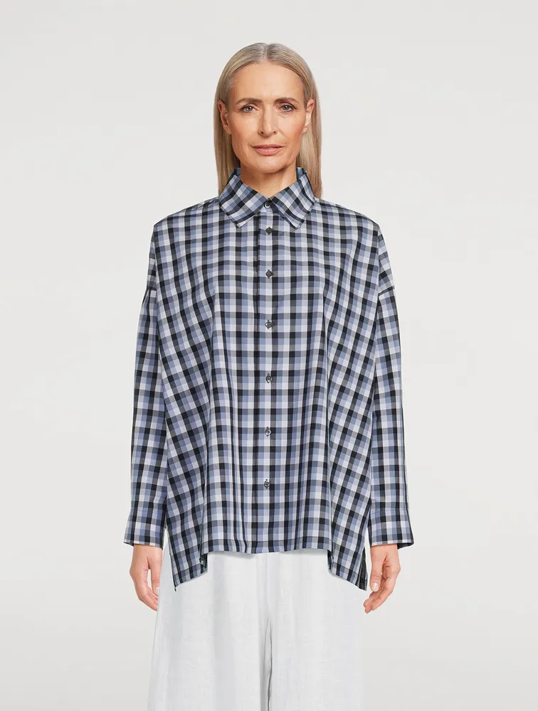 A-Line Cotton Shirt Check Print