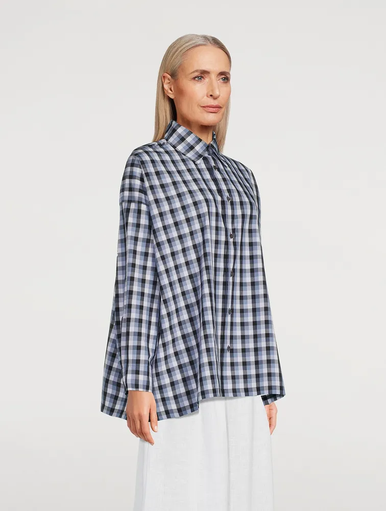 A-Line Cotton Shirt Check Print