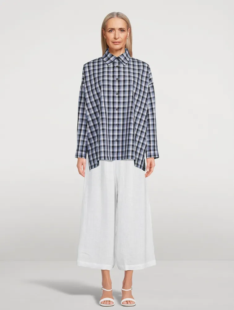 A-Line Cotton Shirt Check Print