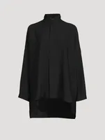Double Stand Collar Silk Shirt