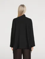 Double Stand Collar Silk Shirt