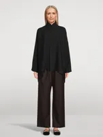 Double Stand Collar Silk Shirt