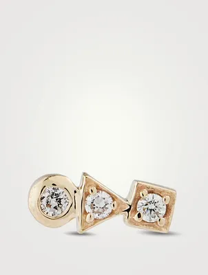 Cléo 14K Gold Bar Stud Earring With Diamonds