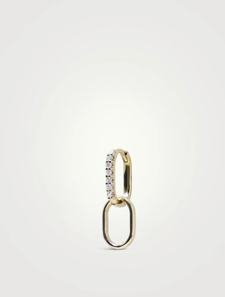 Classique 14K Gold Paper Clip Double Hoop Earrings With Pavé Diamonds