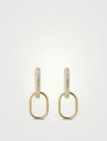 Classique 14K Gold Paper Clip Double Hoop Earrings With Pavé Diamonds