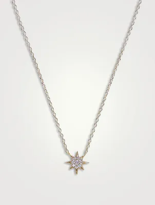 Mini Aztec 14K Gold North Star Necklace With Diamonds