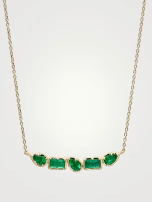 Mélia 14K Gold Linea Bar Necklace With Emerald