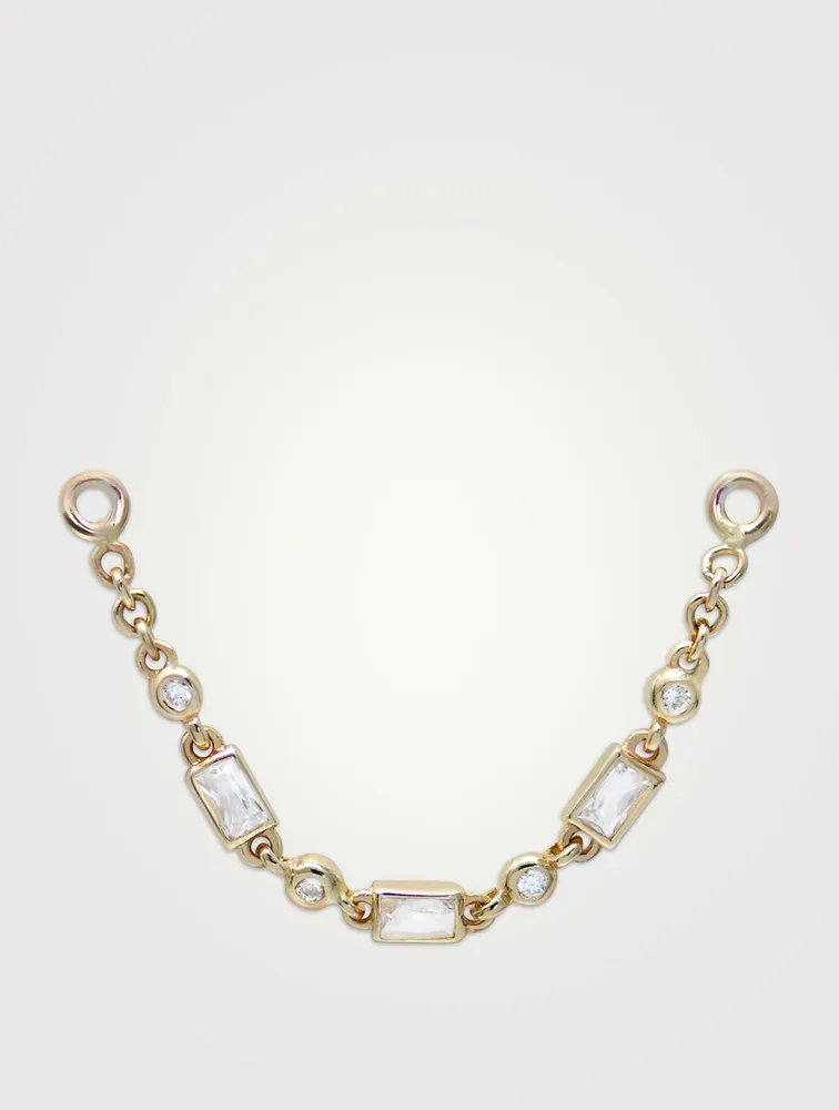 Mel Soldera 14K Gold Deco Chain Earring Connecter With Diamonds