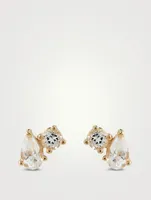 Mel Soldera 14K Gold Jumelle Stud Earrings With White Topaz