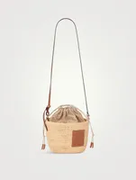 Anagram Jacquard Canvas Raffia Bucket Bag