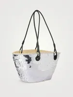 Loewe Sequin Small Anagram Basket Bag - Silver