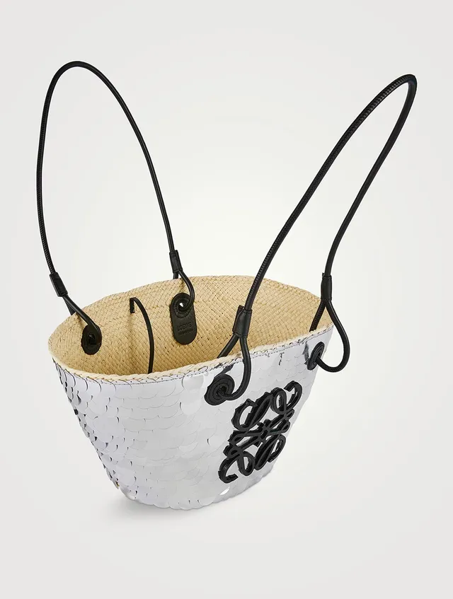 Loewe Sequin Small Anagram Basket Bag - Silver