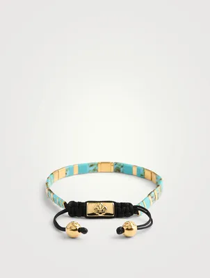 Marbled Turquoise And Gold Plated Miyuki Tila Beaded Bracelet