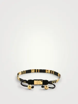 Black And Gold Plated Miyuki Tila Beaded Bracelet