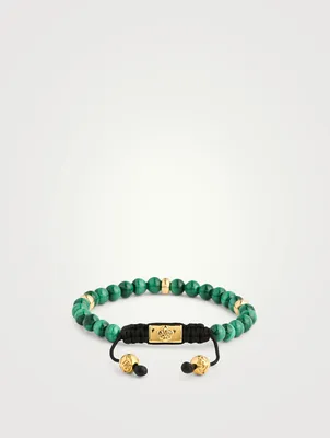 Malachite And Gold Plated Beaded Bracelet