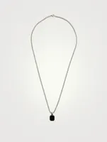 Stainless Steel Necklace With Square Matte Onyx Pendant