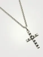 Silver Pearl Cross Pendant Necklace