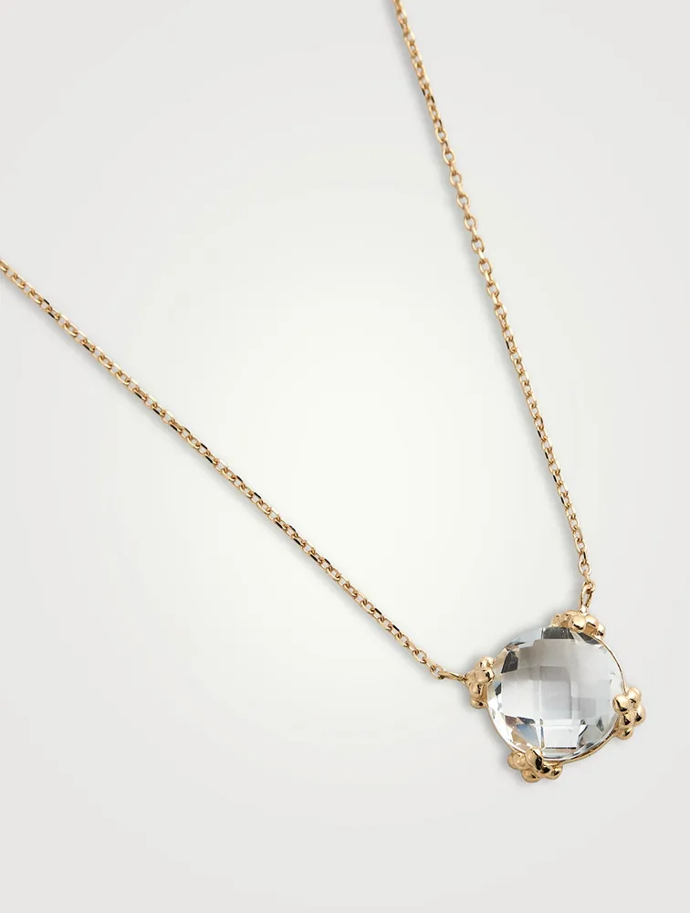 Mini Dew Drop 14K Gold Cluster Necklace With Topaz