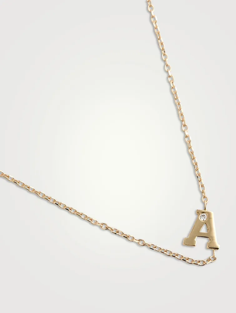 Love Letter 14K Gold Single Diamond A Necklace