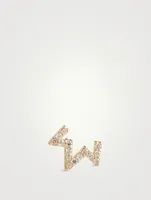 Aztec 14K Gold Zig Zag Left Stud Earring With Diamonds