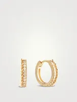 Dew Drop 14K Gold Double Huggie Hoop Earrings With Pavé Diamonds