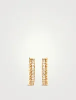 Dew Drop 14K Gold Double Huggie Hoop Earrings With Pavé Diamonds