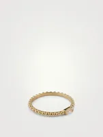 Dew Drop 14K Gold Baguette Stackable Ring With Topaz