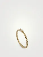 Dew Drop 14K Gold Baguette Stackable Ring With Topaz