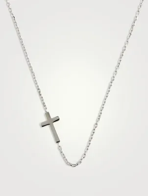 Love Letter 14K White Gold Cross Necklace