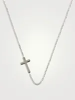 Love Letter 14K White Gold Cross Necklace