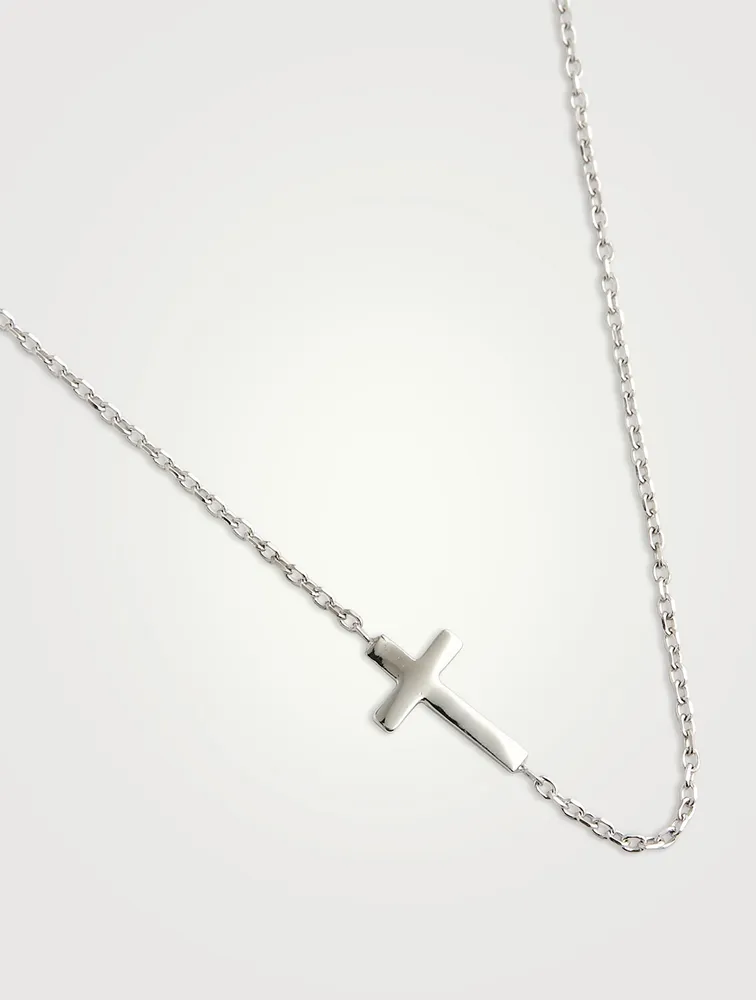 Love Letter 14K White Gold Cross Necklace