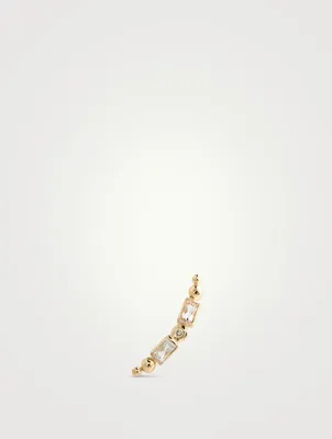 Mel Soldera 14K Gold Deco Left Ear Crawler With Diamonds And White Topaz