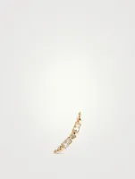 Mel Soldera 14K Gold Deco Left Ear Crawler With Diamonds And White Topaz