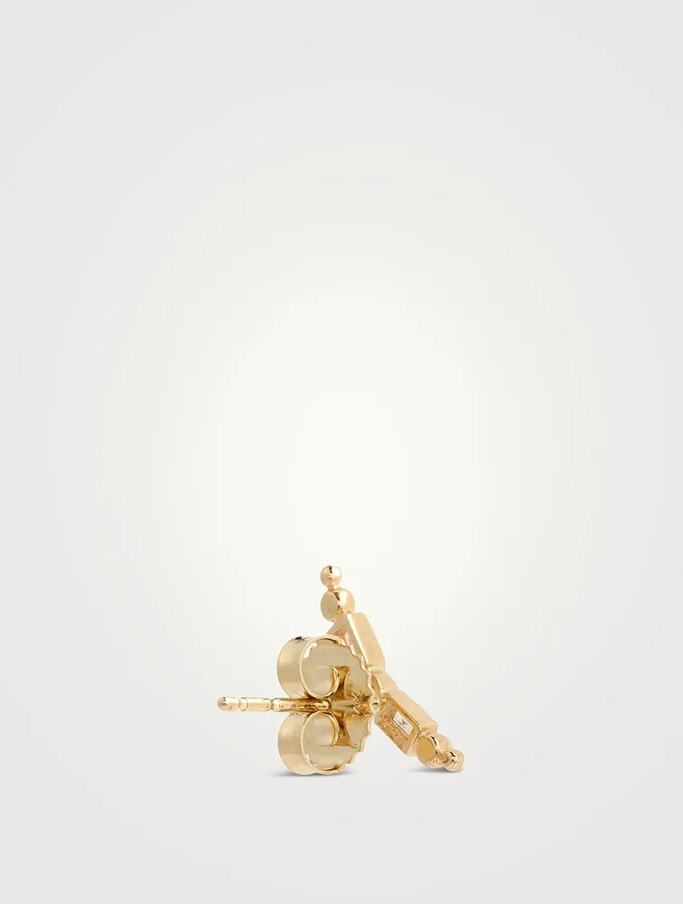 Mel Soldera 14K Gold Deco Left Ear Crawler With Diamonds And White Topaz