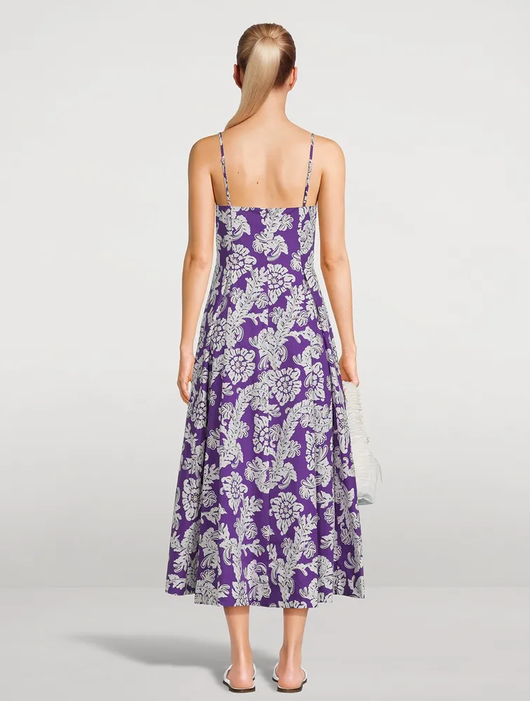 Verlaine Bustier Poplin Midi Dress Floral Print