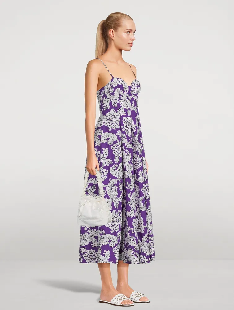 Verlaine Bustier Poplin Midi Dress Floral Print