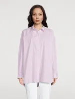 Oversized Cotton Shirt Stripe Print