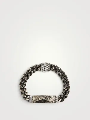 Silver Reticulated Curb Chain Bracelet