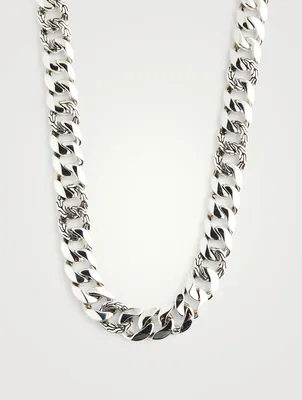 14MM Silver Curb Chain Necklace