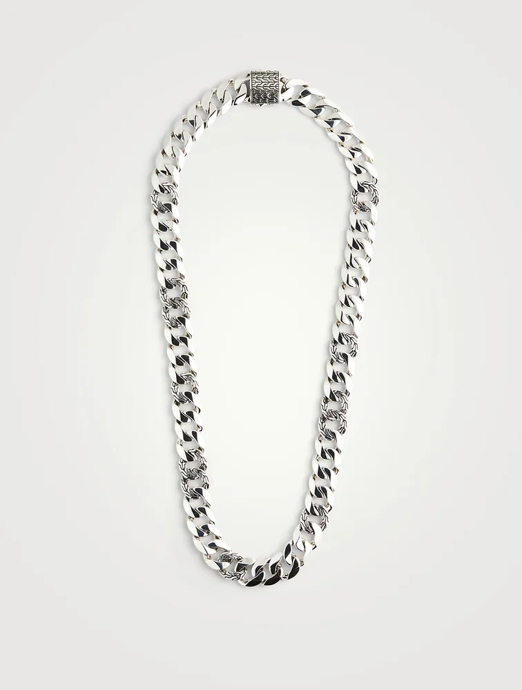 14MM Silver Curb Chain Necklace