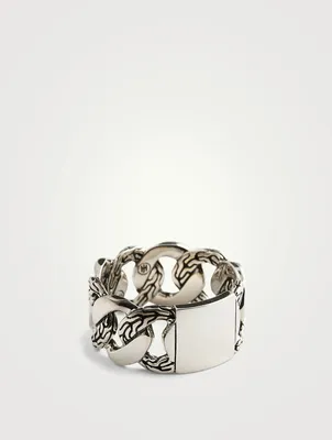 Silver Curb Link Band Ring