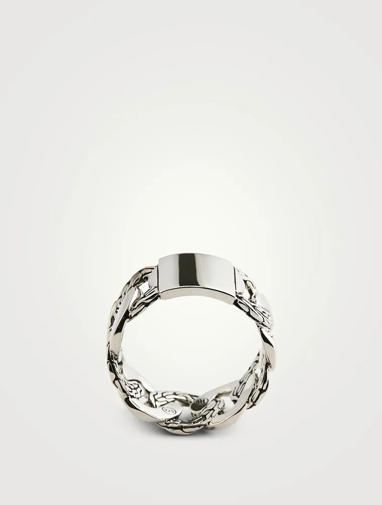 Silver Curb Link Band Ring