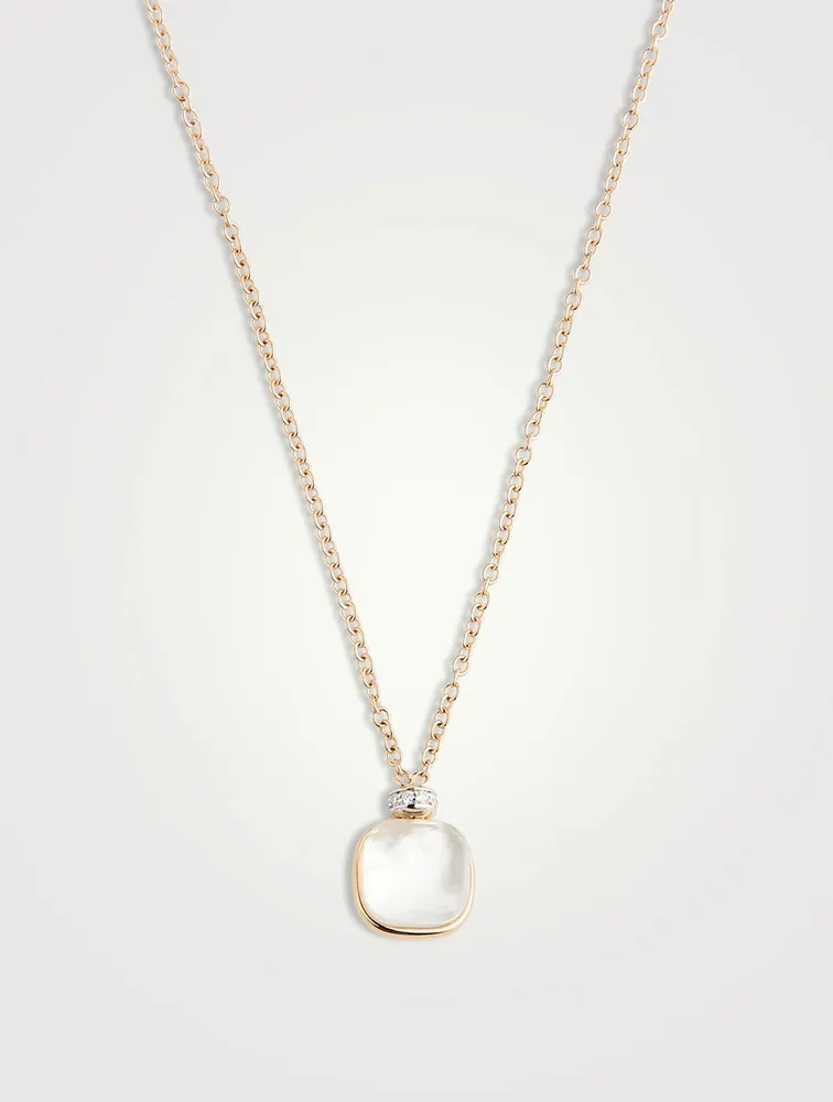 Nudo Classic Pendant Necklace With White Topaz, Mother-Of-Pearl And Diamonds