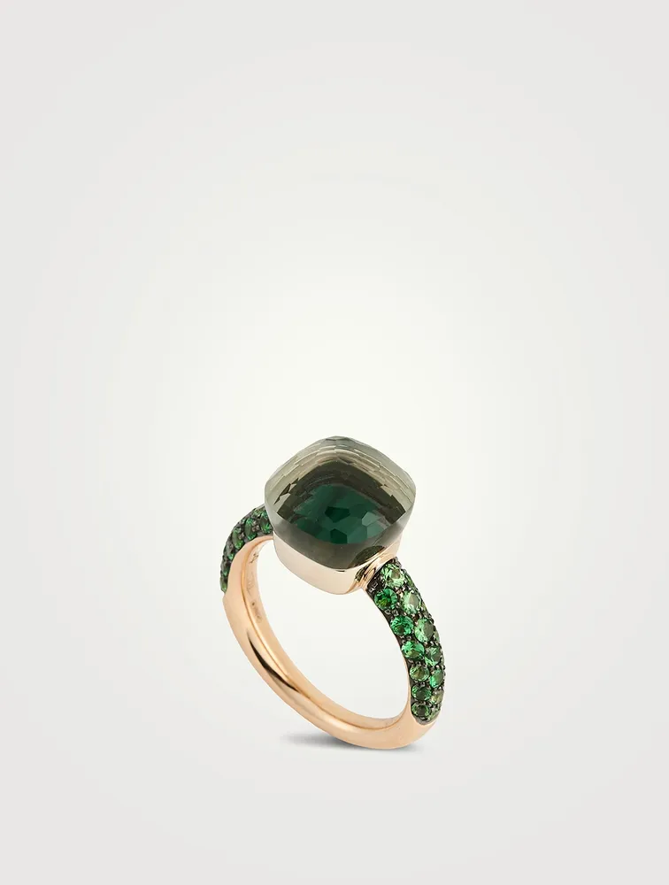 Nudo Classic Ring With Prasiolite, Malachite And Tsavorite