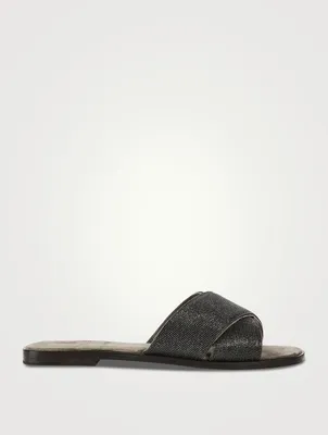 Crossover Leather Slide Sandals
