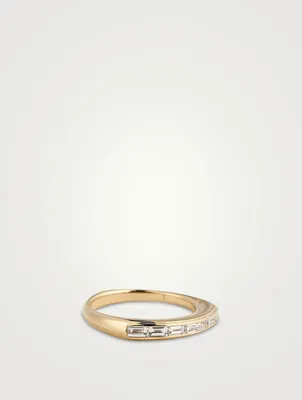 CH2 18K Gold Baguette Stack Ring With Diamonds