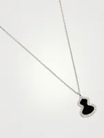 Petite Wulu 18K White Gold Necklace With Onyx And Diamonds