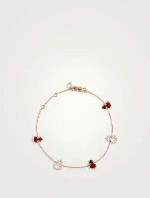 Wulu 18K Rose Gold Sautoir Bracelet With Red Enamel And Diamonds