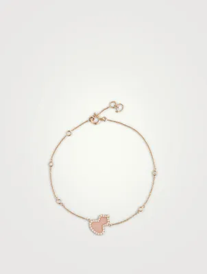 Petite Wulu 18K Rose Gold Bracelet With Pink Opal And Diamonds